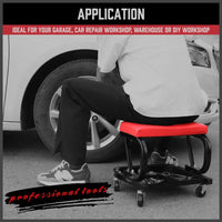 HORUSDY Rolling Creeper Seat Workshop Mechanic Stool Garage Repair Storage Tray Furniture Kings Warehouse 