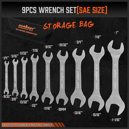 HORUSDY Super Thin 18Pc Wrench Set Open End Spanner 3mm CRV Metric & SAE w Pouch Auto Accessories Kings Warehouse 