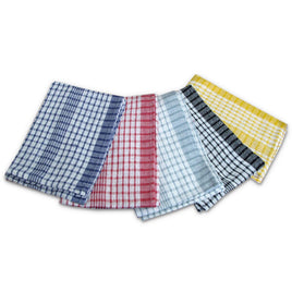 Hotel Living Checkered Set of 5 Cotton Tea Towels Home & Garden Kings Warehouse 
