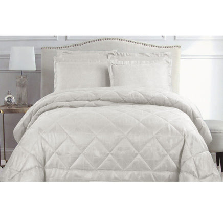 Hotel Living Eli Jacquard Comforter Set King White Home & Garden Kings Warehouse 