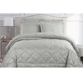 Hotel Living Eli Jacquard Comforter Set Queen Silver Home & Garden Kings Warehouse 