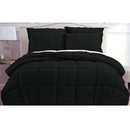 Hotel Living Seersucker Comforter Set Queen Black Home & Garden Kings Warehouse 