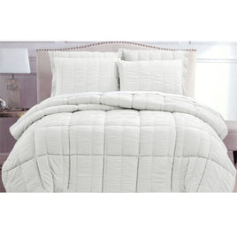 Hotel Living Seersucker Comforter Set Queen White Home & Garden Kings Warehouse 