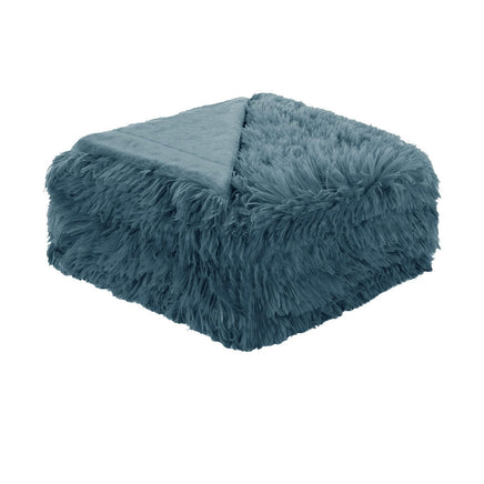 Hotel Living Soft Shaggy Long Hair Blanket Queen Dusk Blue Home & Garden Kings Warehouse 