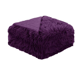 Hotel Living Soft Shaggy Long Hair Blanket Queen Purple Home & Garden Kings Warehouse 
