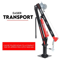 Hydraulic Crane 900kg Pickup Swivel Ute Truck Trailer Lift Hoist Winch Haul Auto Accessories Kings Warehouse 