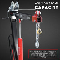 Hydraulic Crane 900kg Pickup Swivel Ute Truck Trailer Lift Hoist Winch Haul Auto Accessories Kings Warehouse 