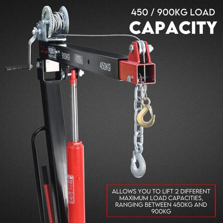 Hydraulic Crane 900kg Pickup Swivel Ute Truck Trailer Lift Hoist Winch Haul Auto Accessories Kings Warehouse 