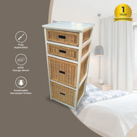 Hyssop Tallboy 4 Chest of Drawers Cane Bedroom Kitchen Bathroom Storage Shelf Kings Warehouse 