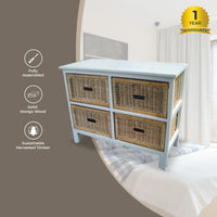 Hyssop Tallboy Wide 4 Chest of Drawers Cane Bedroom Kitchen Bathroom Storage Kings Warehouse 