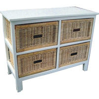 Hyssop Tallboy Wide 4 Chest of Drawers Cane Bedroom Kitchen Bathroom Storage Kings Warehouse 