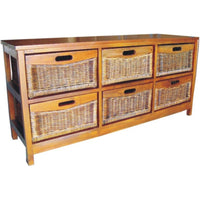 Hyssop Tallboy Wide 6 Chest of Drawers Cane Bedroom Kitchen Bathroom Storage Kings Warehouse 
