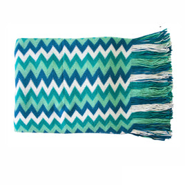 IDC Homewares Chevron Knitted Throw Blue Multi Home & Garden Kings Warehouse 