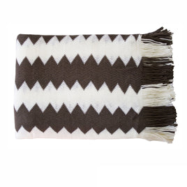 IDC Homewares Chevron Knitted Throw Chocolate White Home & Garden Kings Warehouse 