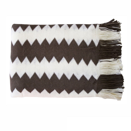 IDC Homewares Chevron Knitted Throw Chocolate White Home & Garden Kings Warehouse 