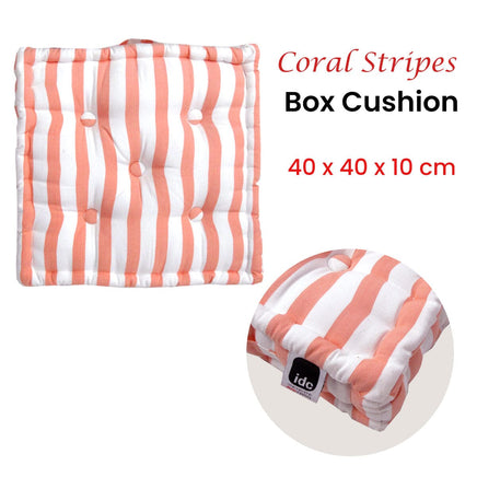 IDC Homewares Coral Stripes Box Cushion 40 x 40 x 10 cm Home & Garden Kings Warehouse 