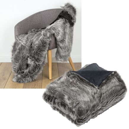 IDC Homewares Luxury Wolf Faux Fur Throw 125 x 150cm Home & Garden Kings Warehouse 