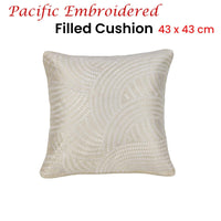 IDC Homewares Pacific Embroidered White Filled Cushion 43 x 43 cm Home & Garden Kings Warehouse 