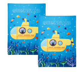 IDC Homewares Set of 2 Christopher Vine Design Tea Towels Great Barrier Reef Home & Garden Kings Warehouse 