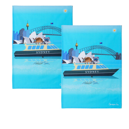IDC Homewares Set of 2 Christopher Vine Design Tea Towels Sydney Harbour Home & Garden Kings Warehouse 
