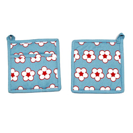 IDC Homewares Set of 2 Cotton Bud Blue Pot Holders Home & Garden Kings Warehouse 