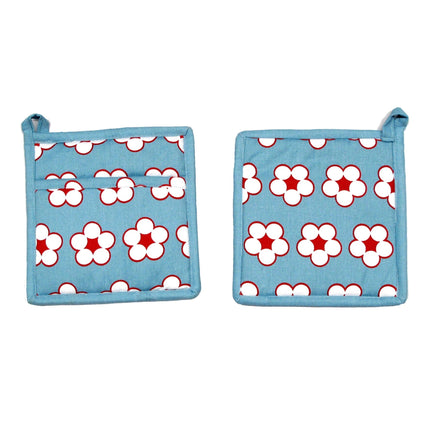IDC Homewares Set of 2 Cotton Bud Blue Pot Holders Home & Garden Kings Warehouse 