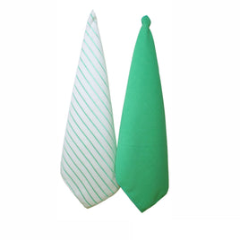 IDC Homewares Set of 2 Solid and Stripe Microfiber Tea Towels Mint Home & Garden Kings Warehouse 
