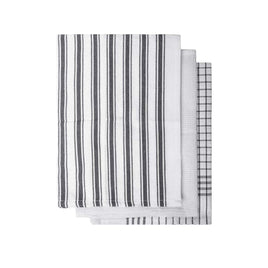 IDC Homewares Set of 3 Gardenia Cotton Tea Towels Charcoal Home & Garden Kings Warehouse 