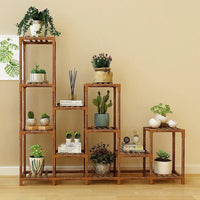Indoor Outdoor Garden Plant Stand Planter Flower Pot Shelf Wooden Shelving - 12 Shelves Home & Garden Kings Warehouse 