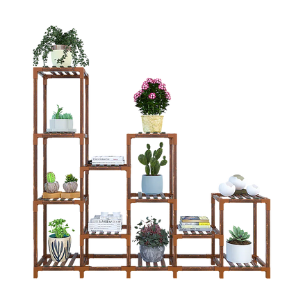 Indoor Outdoor Garden Plant Stand Planter Flower Pot Shelf Wooden Shelving - 12 Shelves Home & Garden Kings Warehouse 