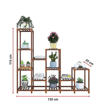 Indoor Outdoor Garden Plant Stand Planter Flower Pot Shelf Wooden Shelving - 12 Shelves Home & Garden Kings Warehouse 