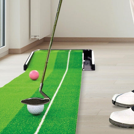 Indoor Practice Putting Green 2.5m Mat Inclined Ball Return Fake Grass 2 Holes Sports & Fitness Kings Warehouse 