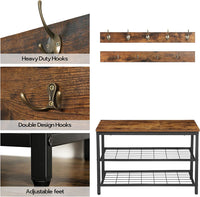 Industrial Design Entryway Shoe Rack with Coat Hooks Organizer (Brown) living room Kings Warehouse 