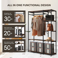 Industrial Garment Coat Rack Hanger Organizer and Shoe Storage (Black) bedroom furniture Kings Warehouse 