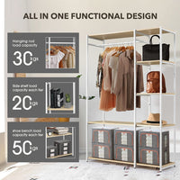 Industrial Garment Coat Rack Hanger Organizer and Shoe Storage (White) bedroom furniture Kings Warehouse 
