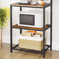 Industrial Kitchen Baker's Rack with Storage Shelves 10 Hooks and Metal Mesh Shelf 84 x 40 x 170 cm Rustic Brown Furniture Kings Warehouse 