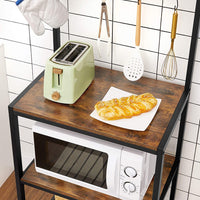 Industrial Kitchen Baker's Rack with Storage Shelves 10 Hooks and Metal Mesh Shelf 84 x 40 x 170 cm Rustic Brown Furniture Kings Warehouse 