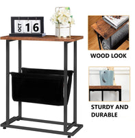 Industrial Side Table with Magazine Holder Sling and Metal Structure (Brown) Kings Warehouse 