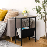 Industrial Side Table with Magazine Holder Sling and Metal Structure (Grey) living room Kings Warehouse 