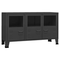 Industrial Sideboard Black 105x35x62 cm Metal and Glass living room Kings Warehouse 