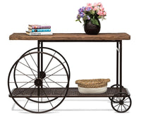 Industrial Style Hallway Console Table with Railway Sleeper Wood Top Kings Warehouse 