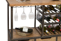 Industrial Style Wooden Bar Cart Drinks Trolley Station with Wine Bottle Rack Kings Warehouse 