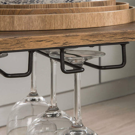 Industrial Vintage Style Wood Metal 3 Tiers Kitchen Serving Trolley with Wine Rack (Brown) Furniture Kings Warehouse 