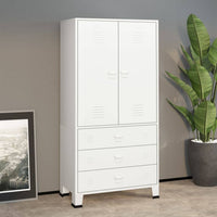 Industrial Wardrobe White 90x50x180 cm Metal bedroom furniture Kings Warehouse 