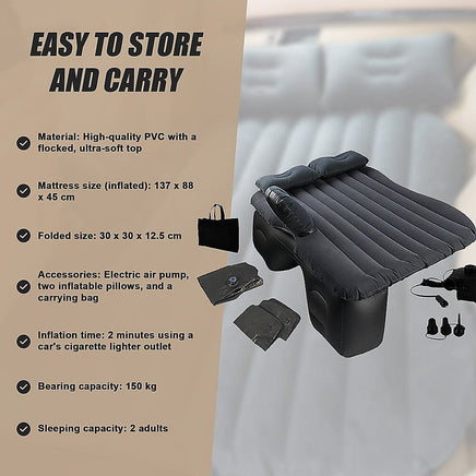 Inflatable Car Back Seat Mattress – Portable Travel Air Bed for Camping & Sleeping Tools Kings Warehouse 