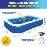 Inflatable Kids Pool 3D Undersea Adventure 3D Goggles Included 778L Kings Warehouse 