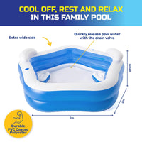 Inflatable Pentagon Shaped Pool Fitted With Headrests & Seats 575L Kings Warehouse 