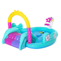 Inflatable Unicorn Themed Mini Water Fun Park Pool With Slide 220L Kings Warehouse 