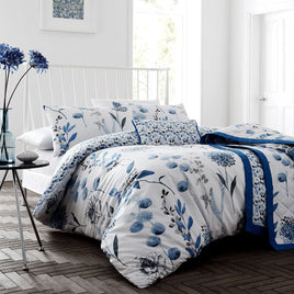 Ink Floral Blue Quilt Cover Set Queen Home & Garden Kings Warehouse 