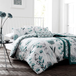 Ink Floral Teal Quilt Cover Set Super King Home & Garden Kings Warehouse 